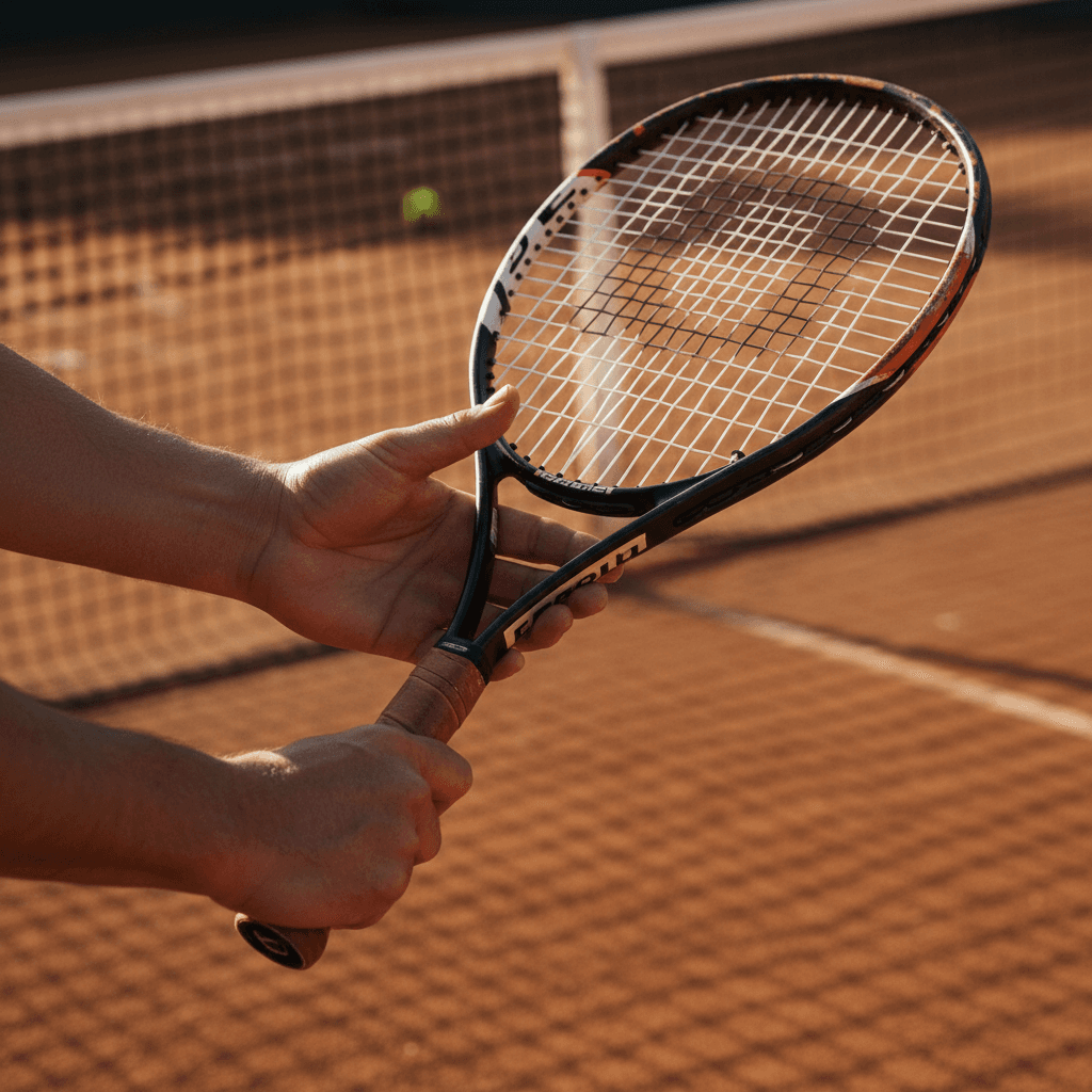 One-on-one tennis coaching demonstration at cdrailafquen showing proper technique